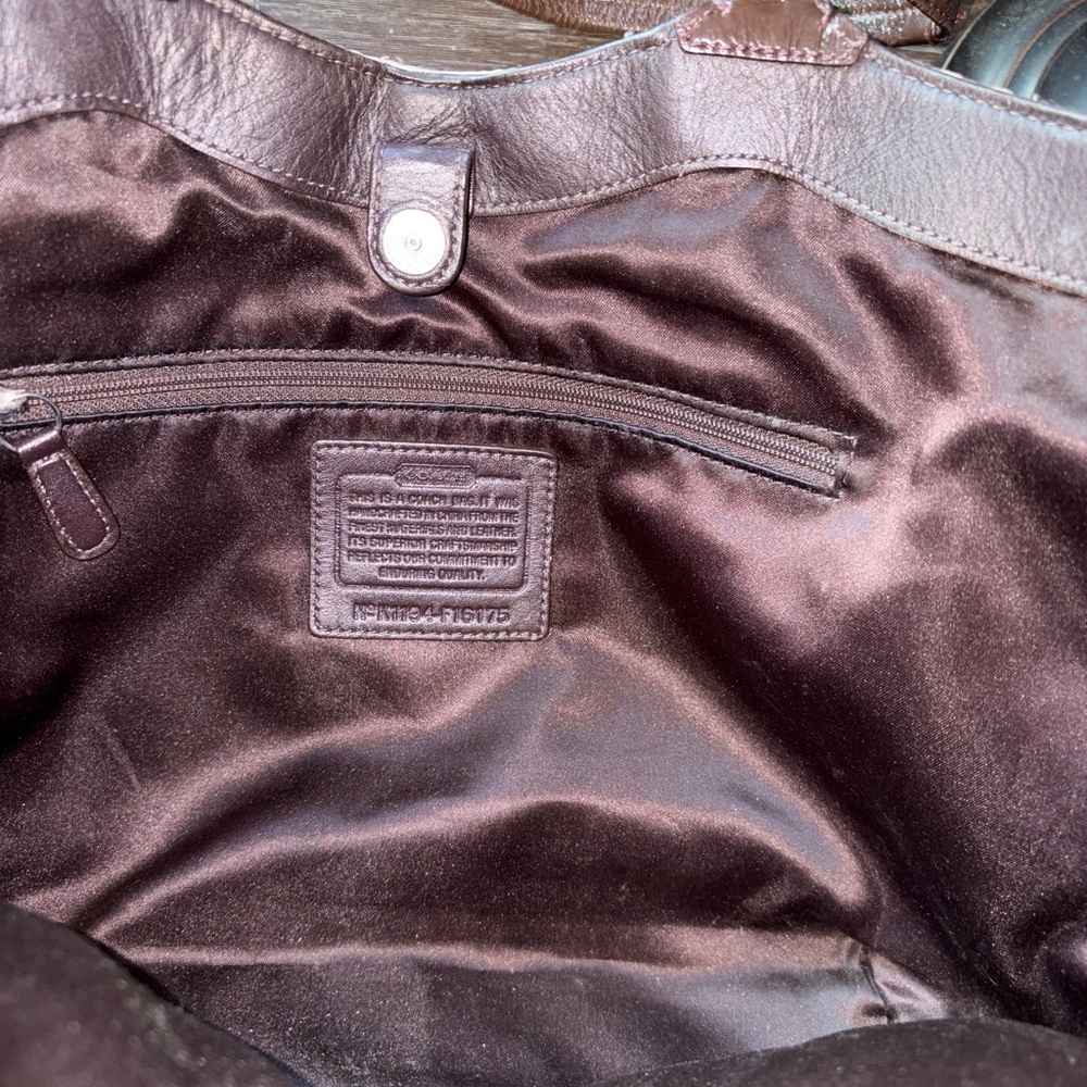 Coach Signature Large Canvas Tote Bag in Beige and Brown leather double handles - Picture 9 of 12